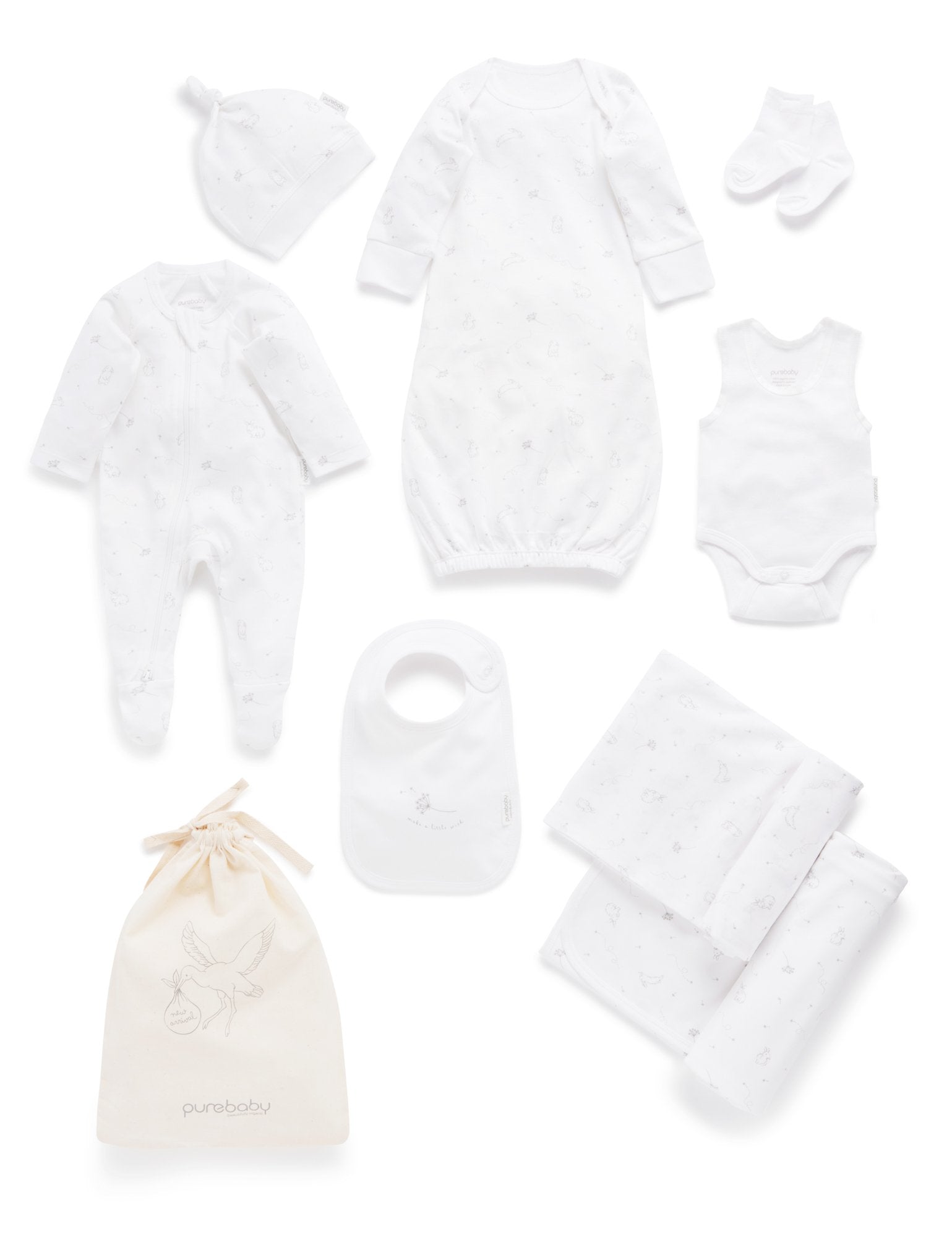 Newborn Starter Essentials in Calico Bag
