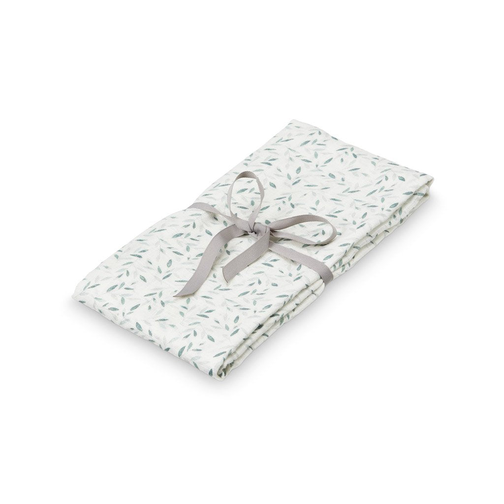 Swaddle, Muslin, Light, Printed - GOTS Green Leaves