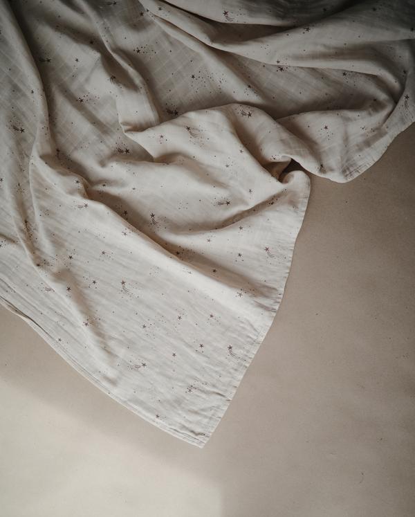Muslin Swaddle Blanket Organic Cotton (Falling Stars)