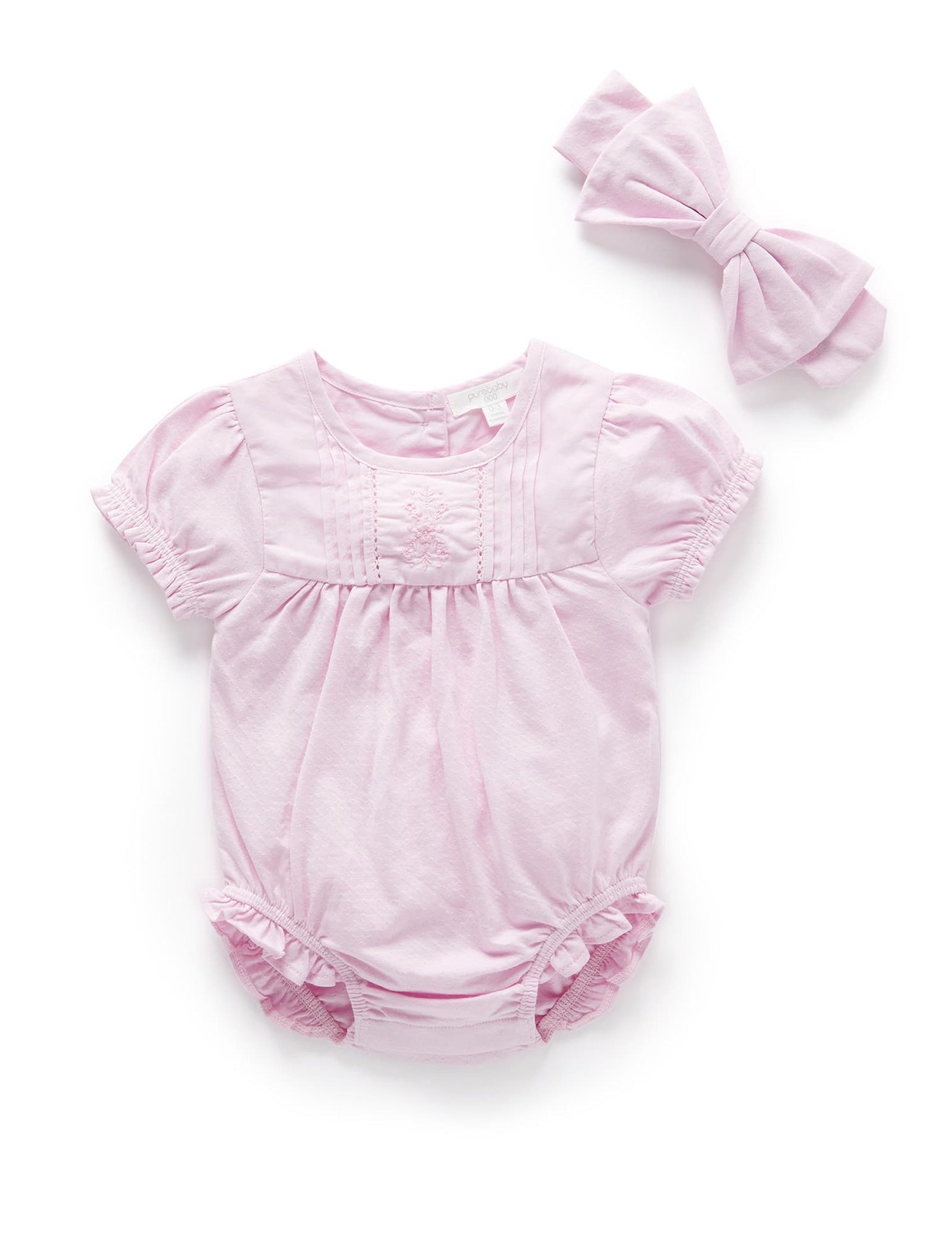 Pointelle Romper and Headband Rose Water