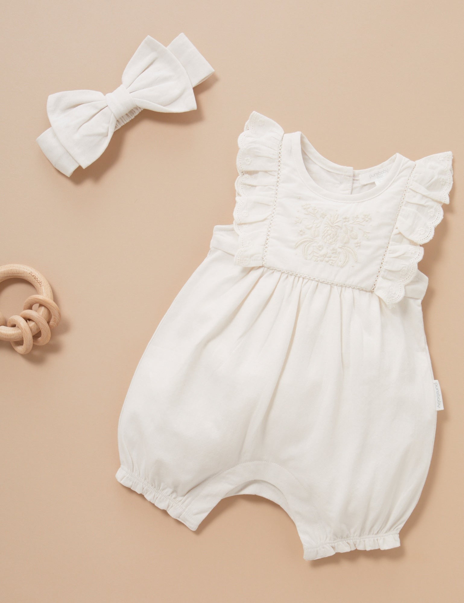Pointelle Romper and Headband Cloud