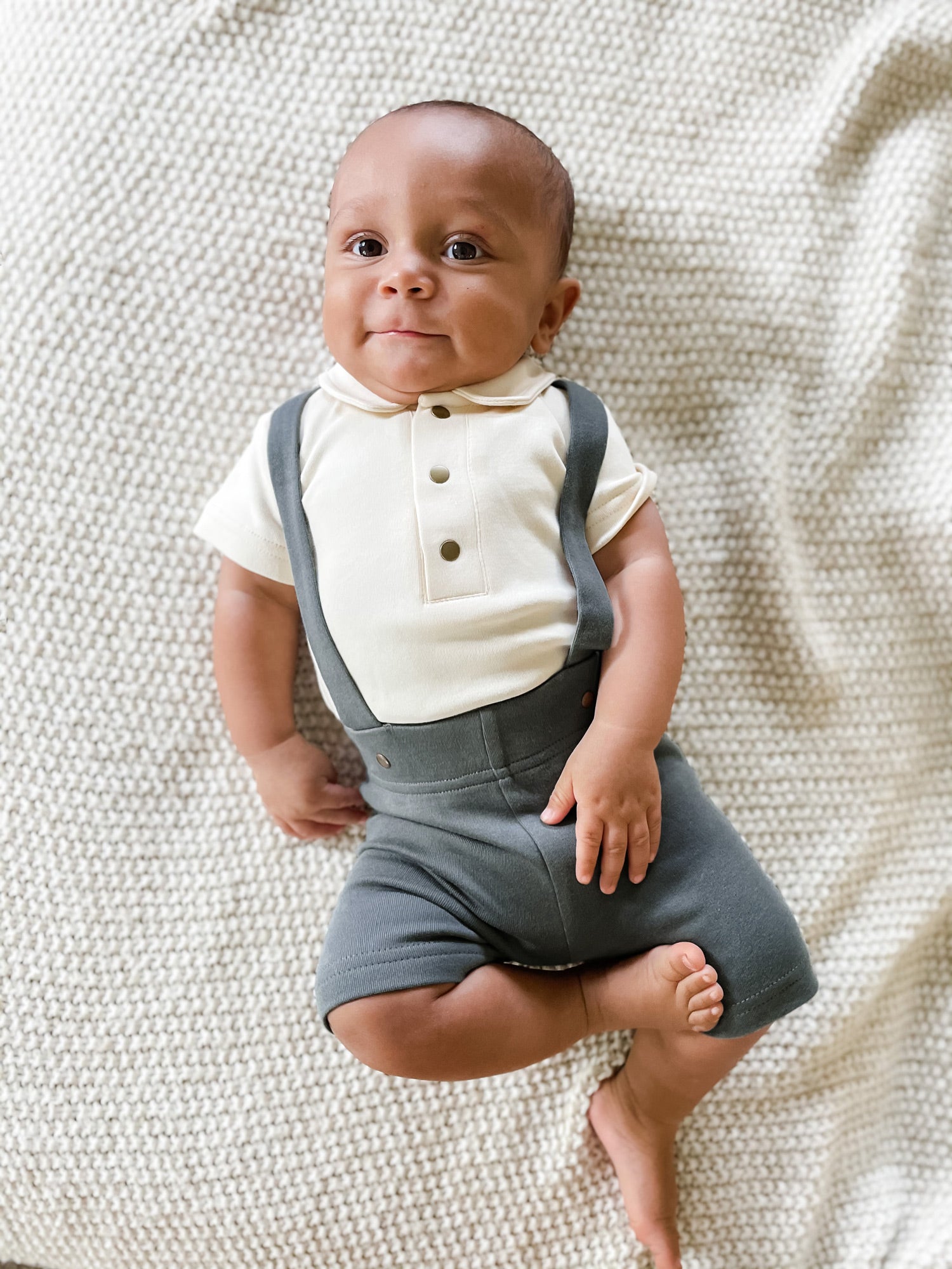 Honeypiekids Baby Boy Shorts And Suspenders Baby Boy Grey Shorts