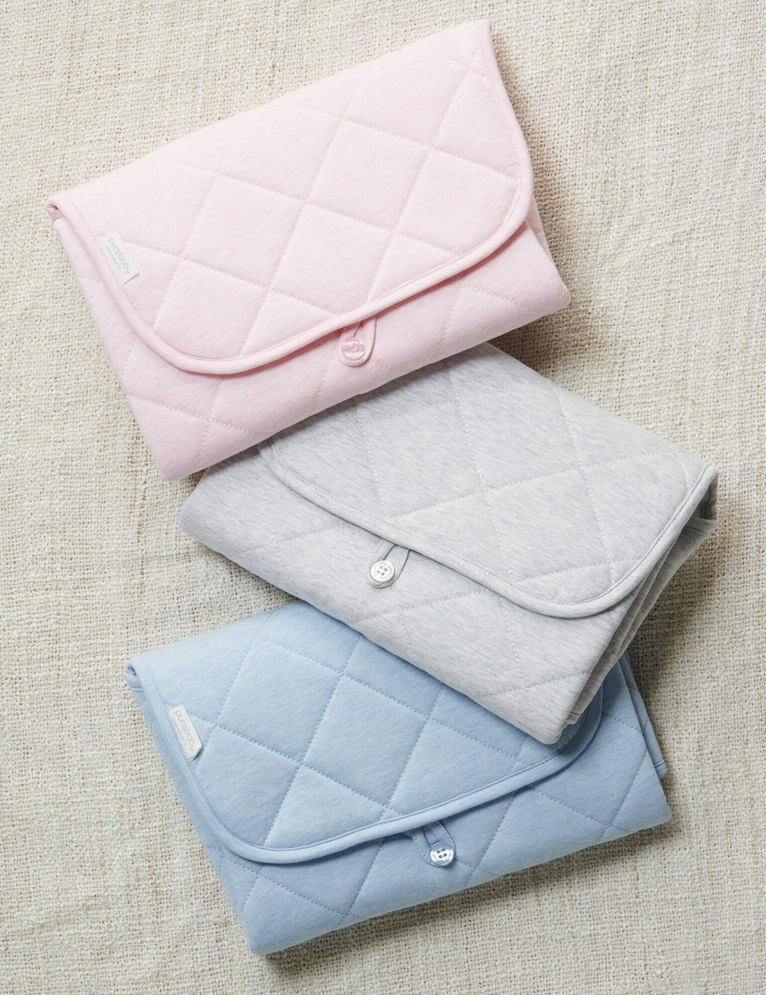 Quilted Change Mat in Pale Grey Melange