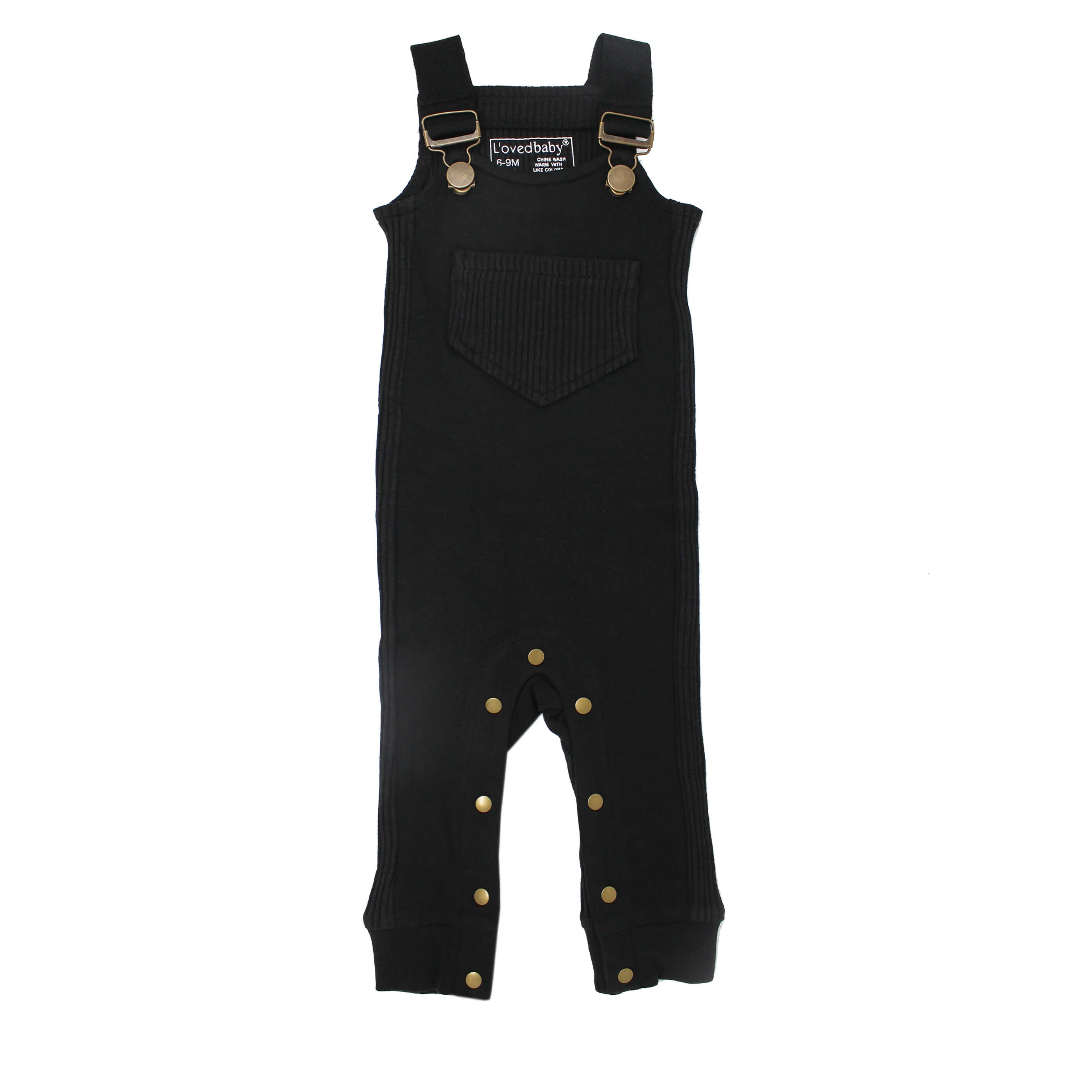 Footless Ribbed Overall in Black