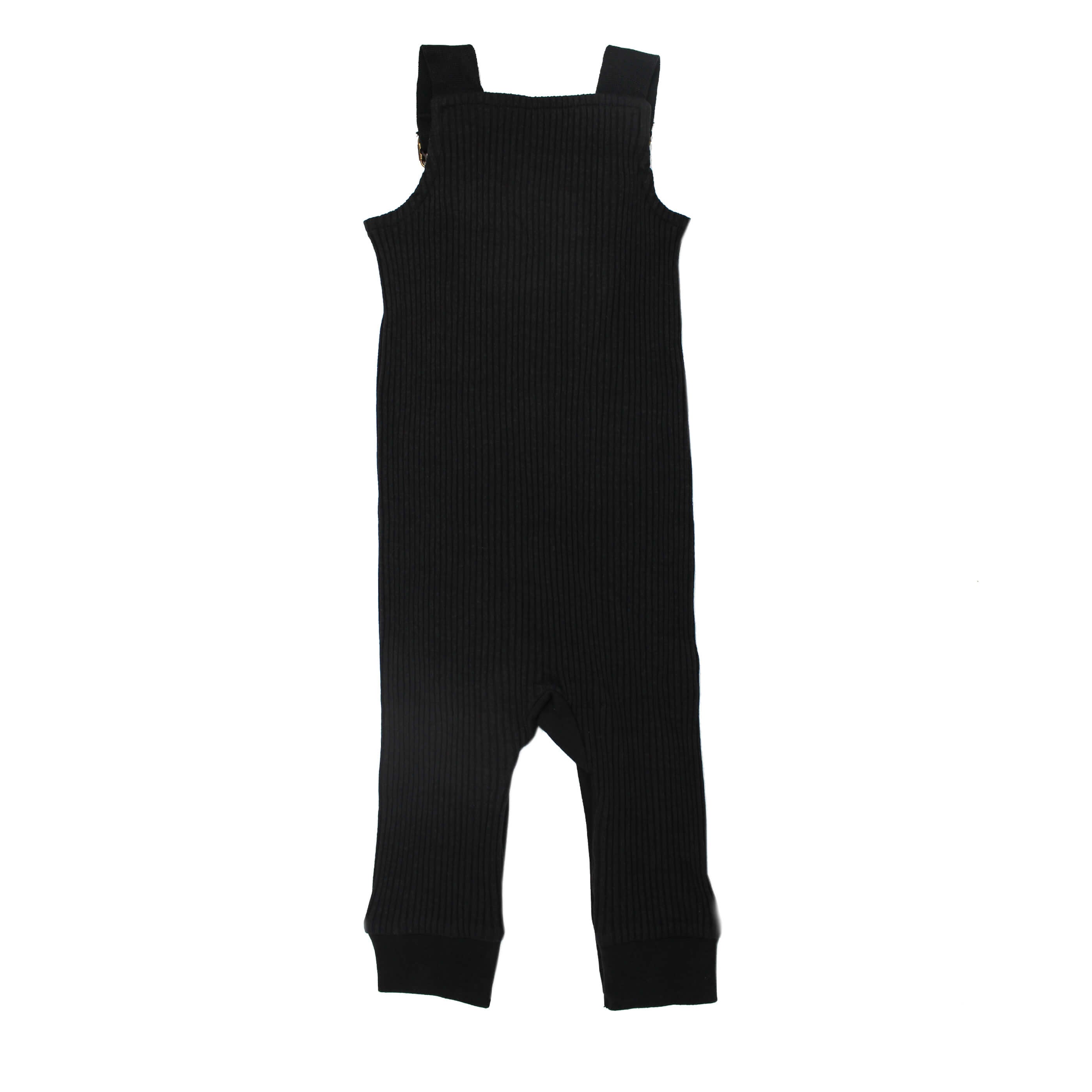 Footless Ribbed Overall in Black