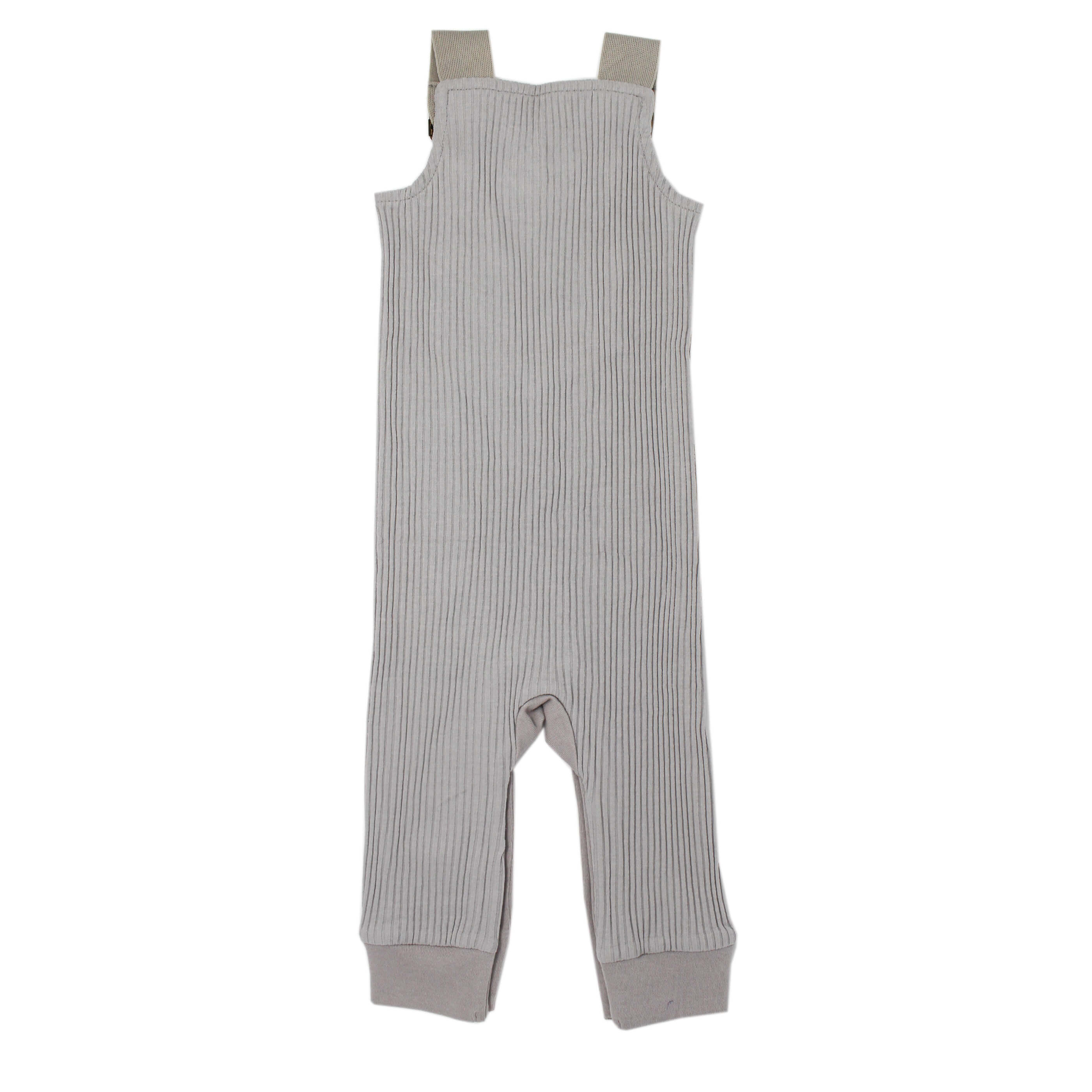 Footless Ribbed Overall in Light Gray