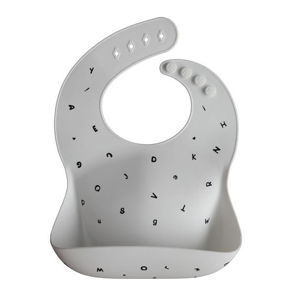Silicone Baby Bib (White Letters)