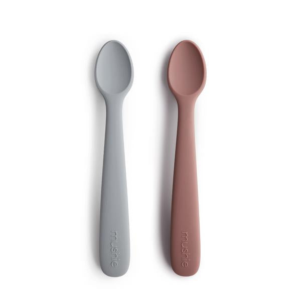Silicone Feeding Spoons (Stone+Cloudy Mauve) 2-Pack